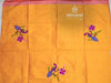 Mustard silk paithini blouse with peacock motifs