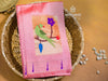 Pink silk Paithini blouse with parrot and floral motifs
