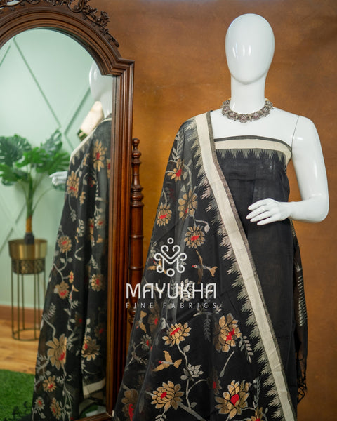 Black Pondru Jamdhani Salwar Set – Handwoven Premium
