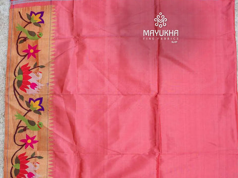 Peach silk paithini blouse with floral border