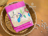 Rani pink paithini silk with gold border with peacock motifs