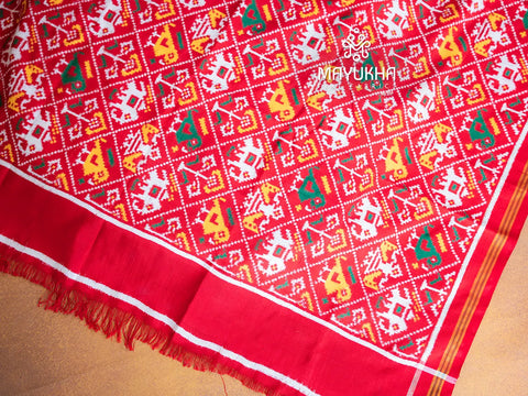Ruby Red Rhapsody Double Ikkat Silk Patan Blouse