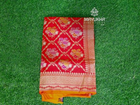 Red banarasi saree with blouse
