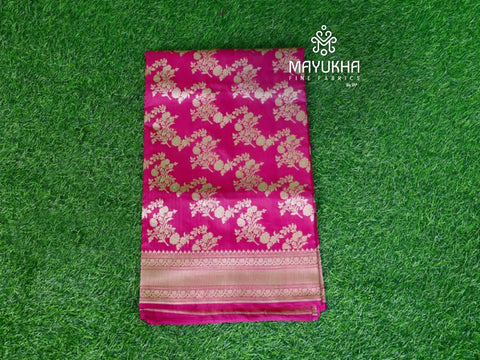 Rose pink banarasi saree with blouse