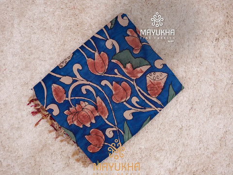 Dark blue saree with pink and gold border