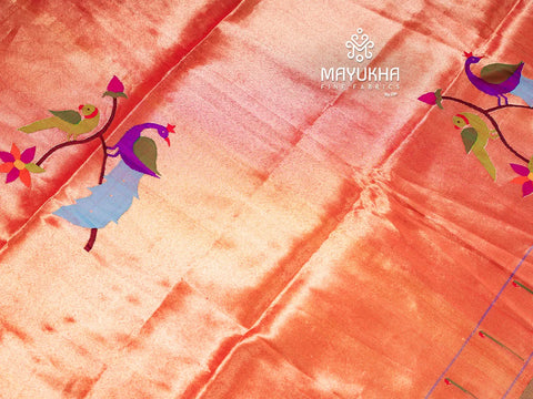 Radiant Sunset Orange Paithani Blouse