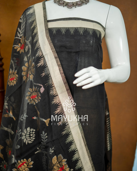 Black Pondru Jamdhani Salwar Set – Handwoven Premium