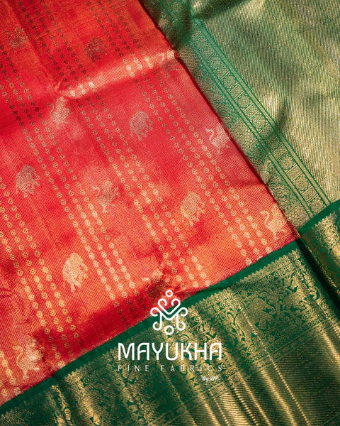 Kanjivaram Saree with 24k Pure Gold Zari Checks & Korvai Border