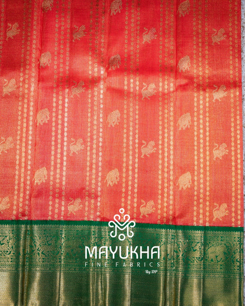 Kanjivaram Saree with 24k Pure Gold Zari Checks & Korvai Border