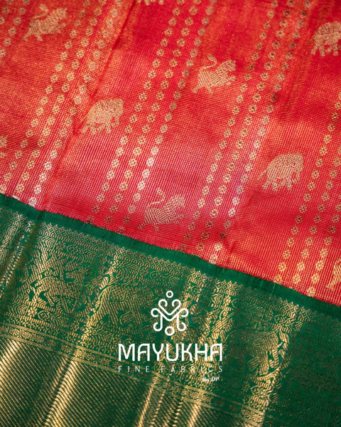 Kanjivaram Saree with 24k Pure Gold Zari Checks & Korvai Border