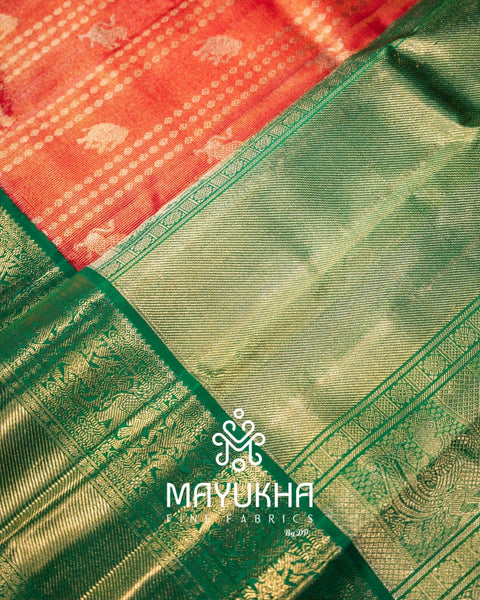 Kanjivaram Saree with 24k Pure Gold Zari Checks & Korvai Border