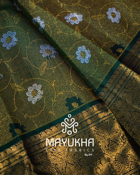 2 Gram24k Pure Gold Zari Saree – Zari Checks with Double Nada