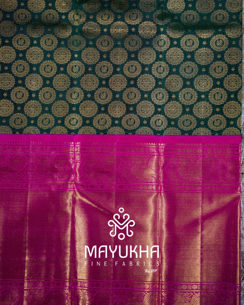 Teal & Pink 2 Gram Pure Gold Korvai Saree with Body Jacquard
