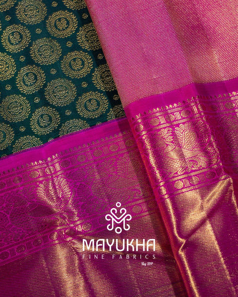 Teal & Pink 2 Gram Pure Gold Korvai Saree with Body Jacquard