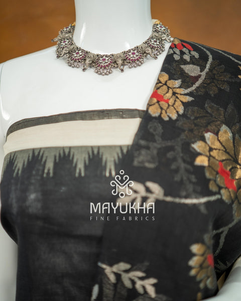 Black Pondru Jamdhani Salwar Set – Handwoven Premium