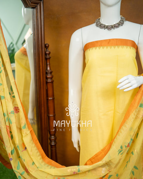 Yellow Pondru Jamdhani Salwar Set – Handwoven Premium Elegance