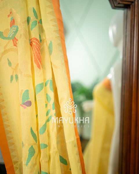 Yellow Pondru Jamdhani Salwar Set – Handwoven Premium Elegance
