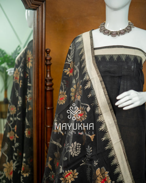 Black Pondru Jamdhani Salwar Set – Handwoven Premium