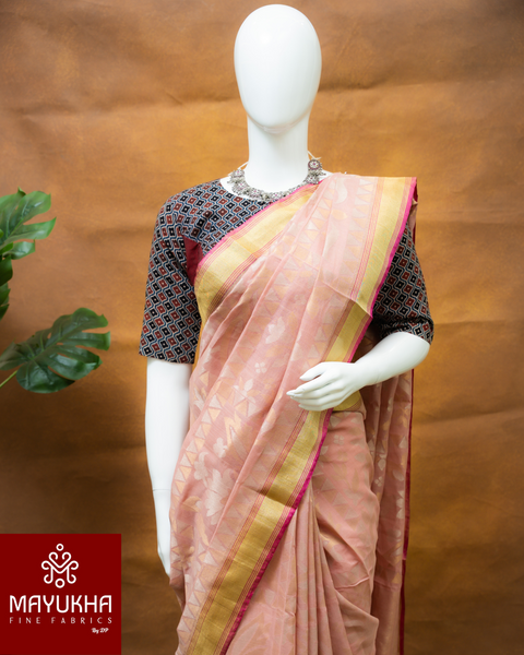 Peach Whisper - Handwoven Ponduru Jamdani Elegance