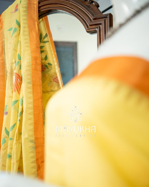 Yellow Pondru Jamdhani Salwar Set – Handwoven Premium Elegance