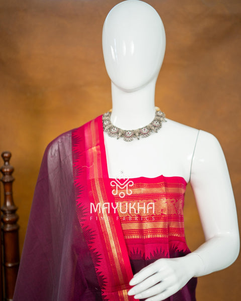 Wine Purple Pondru Jamdhani Cotton Salwar Set