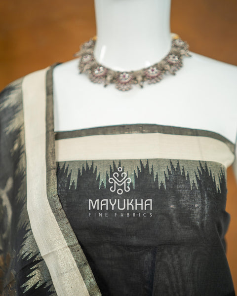 Black Pondru Jamdhani Salwar Set – Handwoven Premium
