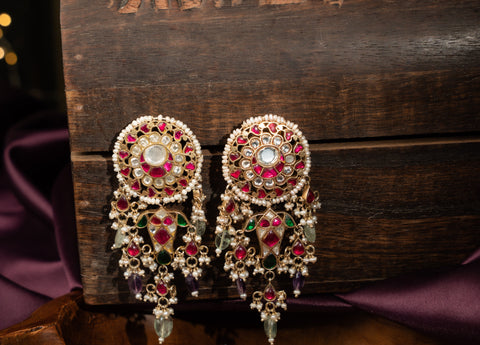 Kundan Circular Dangling Earrings