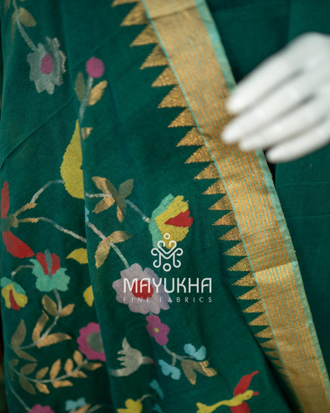 Green Pondru Jamdhani Salwar Set – Handwoven Floral Elegance