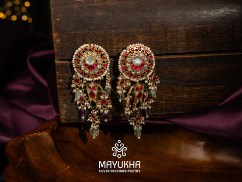 Kundan Circular Dangling Earrings