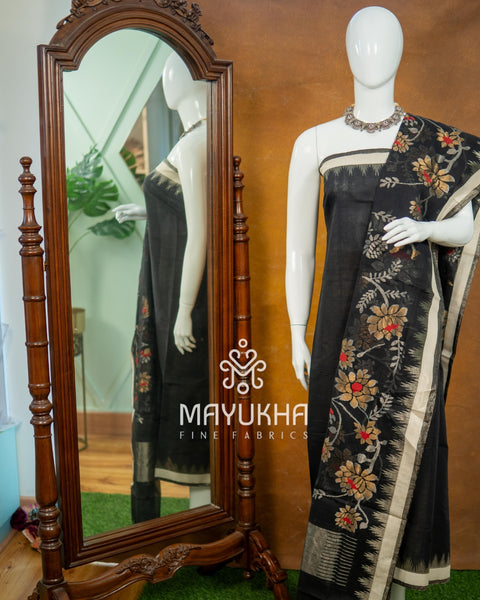 Black Pondru Jamdhani Salwar Set – Handwoven Premium