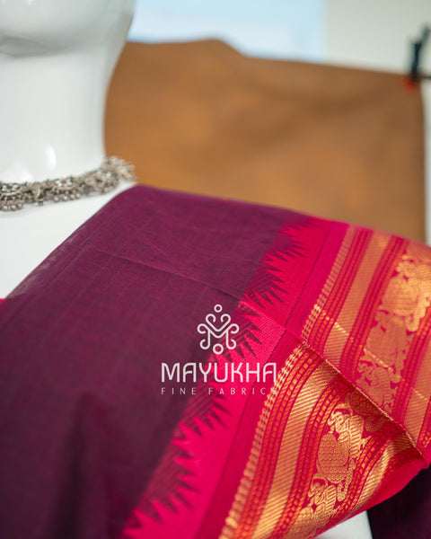 Wine Purple Pondru Jamdhani Cotton Salwar Set