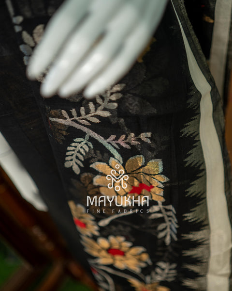 Black Pondru Jamdhani Salwar Set – Handwoven Premium