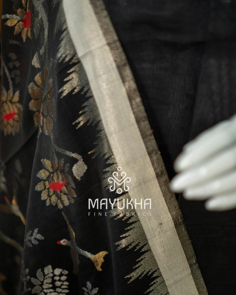 Black Pondru Jamdhani Salwar Set – Handwoven Premium