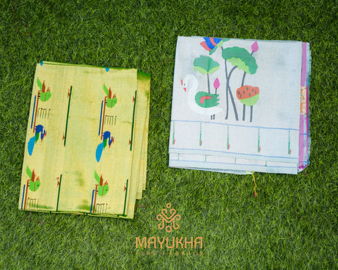 Paithini Blouse with Yellow and Skyblue