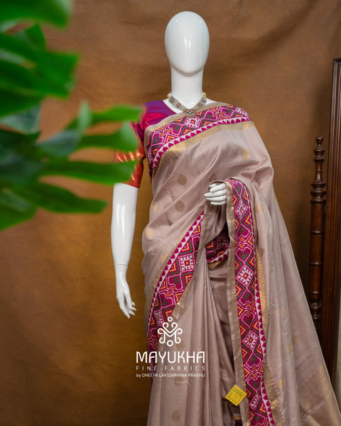 3G Kanchipuram Silk Saree with Double Ikkat Patan Patola Border