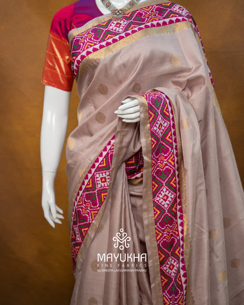 3G Kanchipuram Silk Saree with Double Ikkat Patan Patola Border