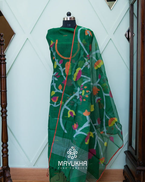 Jamdhani Suit	Dark Green Floral