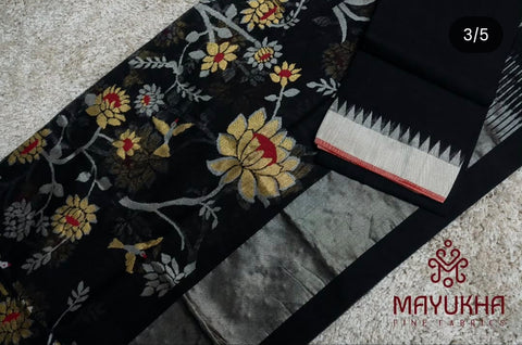 Ponduru Jamdani Handwoven Black Salwar Suit