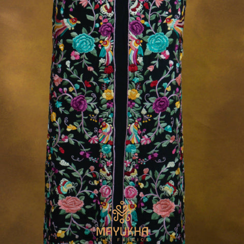 Black Floral with Bird Parsigara Suit Mayukhafabs
