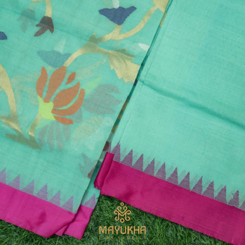 Blue floral Jamdhani suit Mayukhafabs
