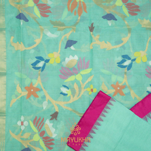 Blue floral Jamdhani suit Mayukhafabs