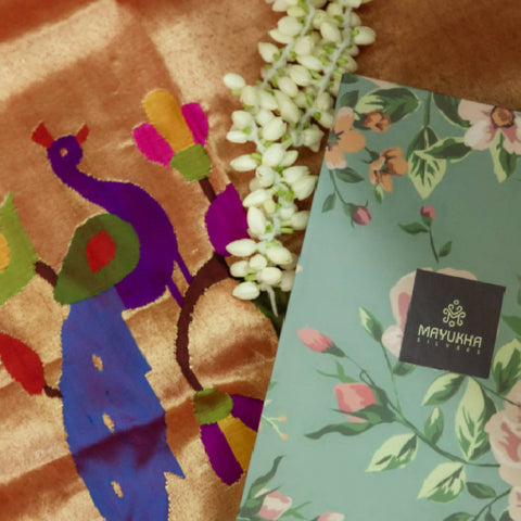 Golden - Floral Peacock Paithani blouse Mayukhafabs