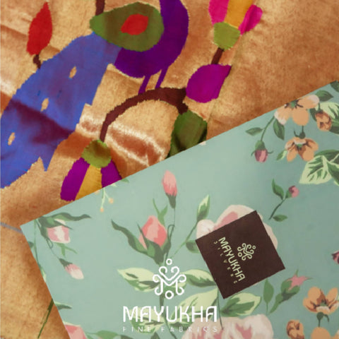 Golden - Floral Peacock Paithani blouse Mayukhafabs