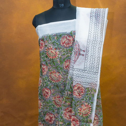Green - FLORAL DESIGN - Soft Kota Mayukhafabs
