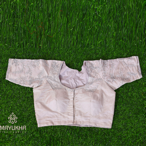 Grey satin blouse with embroidery work Mayukhafabs