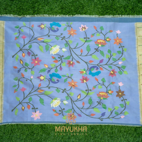 Paithini Blue with Floral Blouse
