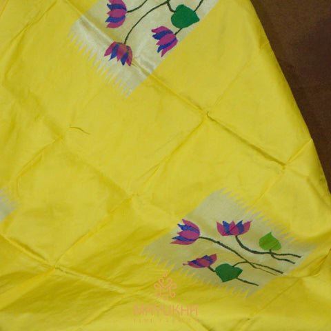 Lotus - Yellow Paithani Blouse Mayukhafabs