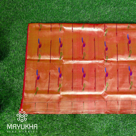 Orange with Duck Design Paithini Blouse Mayukhafabs