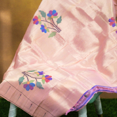 Pink - Floral Paithani Blouse Mayukhafabs