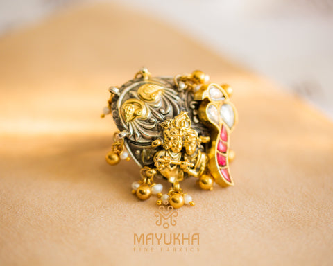 Radha Krishna Ring - Designer Ring - Silver Mayukhafabs